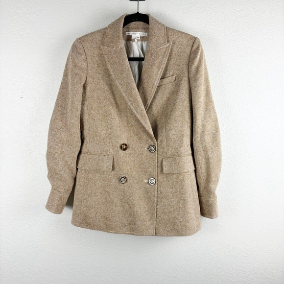 Veronica Beard Pyle Double Breasted Dickey Jacket Blazer in Camel Size 2 - Picture 2 of 6